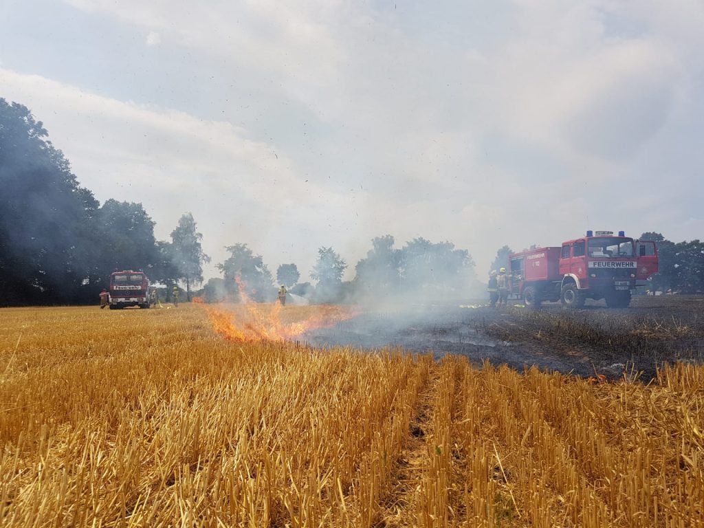 Brand Stoppelfeld in Lippling